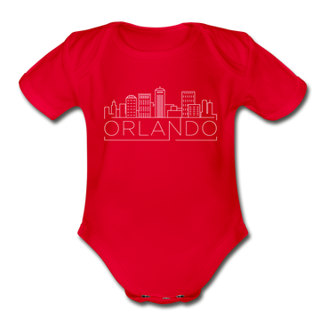 Orlando, Florida Baby Bodysuit - Organic Skyline Orlando Baby Bodysuit - red