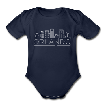 Orlando, Florida Baby Bodysuit - Organic Skyline Orlando Baby Bodysuit - dark navy