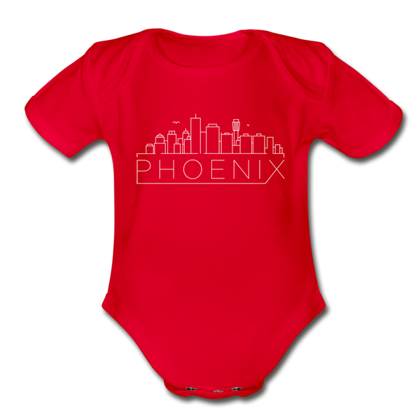 Phoenix, Arizona Baby Bodysuit - Organic Skyline Phoenix Baby Bodysuit - red