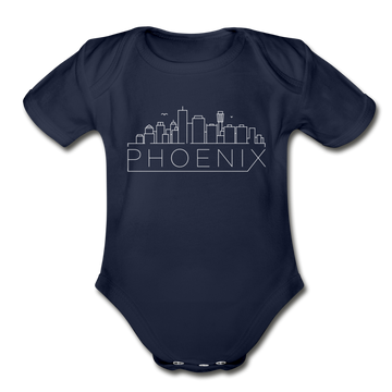 Phoenix, Arizona Baby Bodysuit - Organic Skyline Phoenix Baby Bodysuit - dark navy
