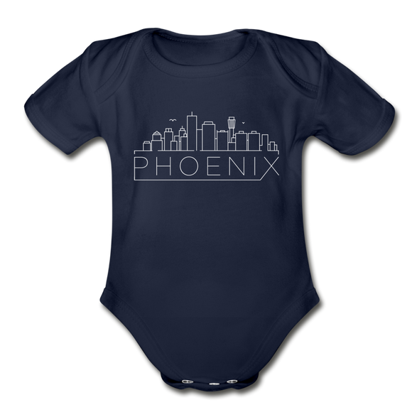 Phoenix, Arizona Baby Bodysuit - Organic Skyline Phoenix Baby Bodysuit - dark navy