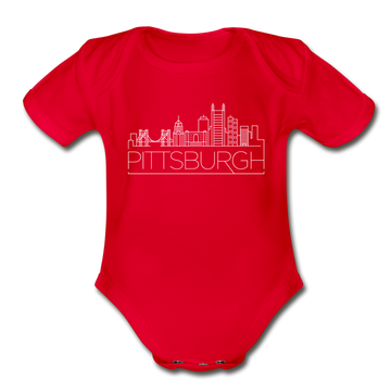 Pittsburgh, Pennsylvania Baby Bodysuit - Organic Skyline Pittsburgh Baby Bodysuit - red