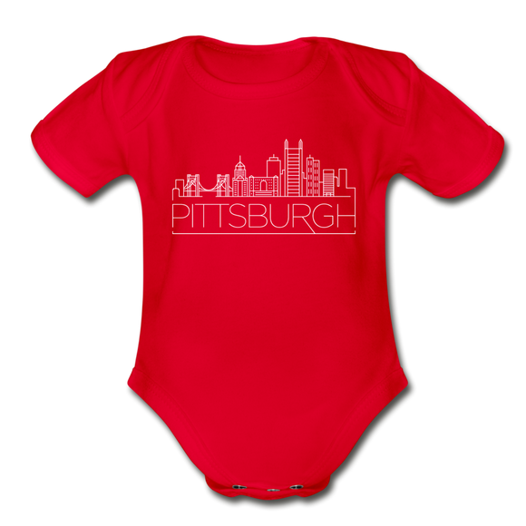Pittsburgh, Pennsylvania Baby Bodysuit - Organic Skyline Pittsburgh Baby Bodysuit - red