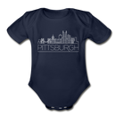 Pittsburgh, Pennsylvania Baby Bodysuit - Organic Skyline Pittsburgh Baby Bodysuit - dark navy