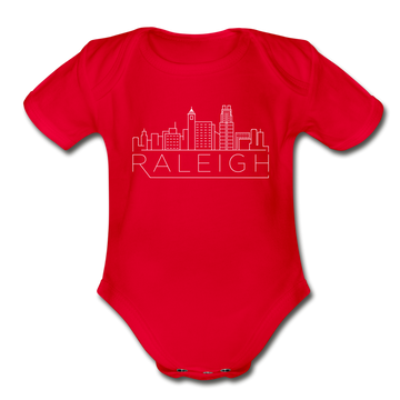 Raleigh, North Carolina Baby Bodysuit - Organic Skyline Raleigh Baby Bodysuit - red