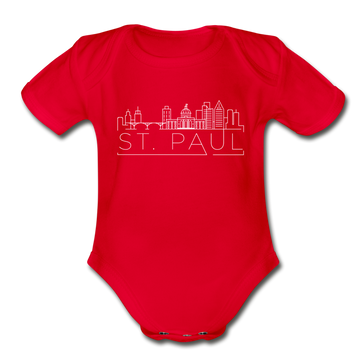 Saint Paul, Minnesota Baby Bodysuit - Organic Skyline Saint Paul Baby Bodysuit - red