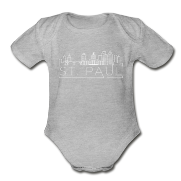 Saint Paul, Minnesota Baby Bodysuit - Organic Skyline Saint Paul Baby Bodysuit - heather gray