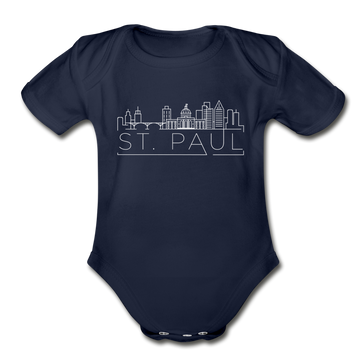Saint Paul, Minnesota Baby Bodysuit - Organic Skyline Saint Paul Baby Bodysuit - dark navy