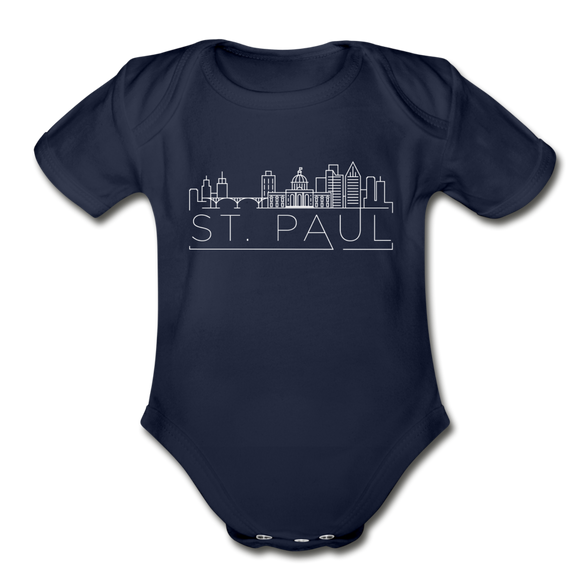 Saint Paul, Minnesota Baby Bodysuit - Organic Skyline Saint Paul Baby Bodysuit - dark navy