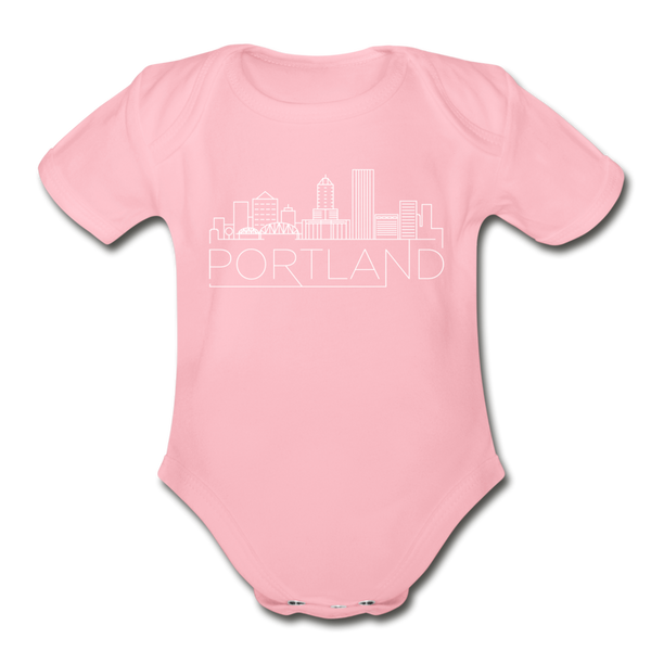 Portland, Oregon Baby Bodysuit - Organic Skyline Portland Baby Bodysuit - light pink