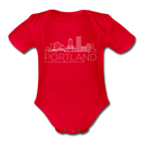Portland, Oregon Baby Bodysuit - Organic Skyline Portland Baby Bodysuit - red
