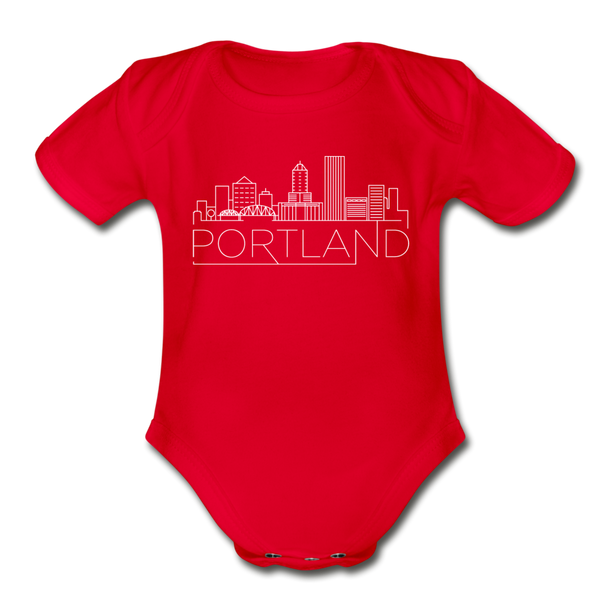 Portland, Oregon Baby Bodysuit - Organic Skyline Portland Baby Bodysuit - red