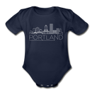 Portland, Oregon Baby Bodysuit - Organic Skyline Portland Baby Bodysuit - dark navy