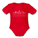 Savannah, Georgia Baby Bodysuit - Organic Skyline Savannah Baby Bodysuit - red