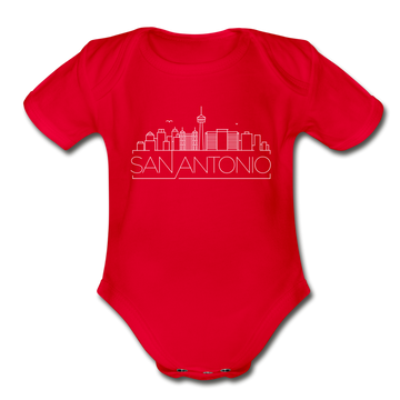 San Antonio, Texas Baby Bodysuit - Organic Skyline San Antonio Baby Bodysuit - red