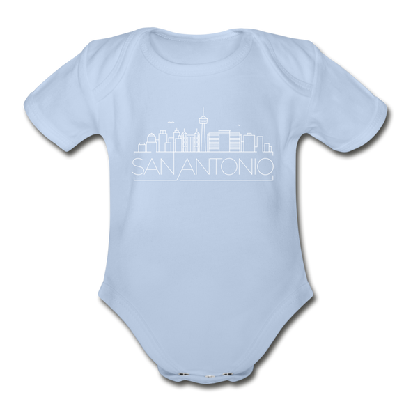 San Antonio, Texas Baby Bodysuit - Organic Skyline San Antonio Baby Bodysuit - sky