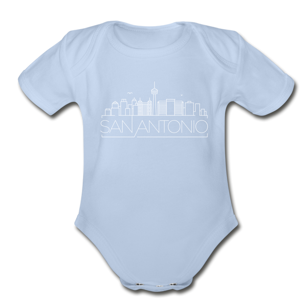 San Antonio, Texas Baby Bodysuit - Organic Skyline San Antonio Baby Bodysuit - sky
