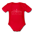 Seattle, Washington Baby Bodysuit - Organic Skyline Seattle Baby Bodysuit - red