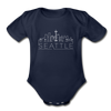 Seattle, Washington Baby Bodysuit - Organic Skyline Seattle Baby Bodysuit - dark navy