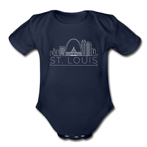 St. Louis, Missouri Baby Bodysuit - Organic Skyline St. Louis Baby Bodysuit - dark navy