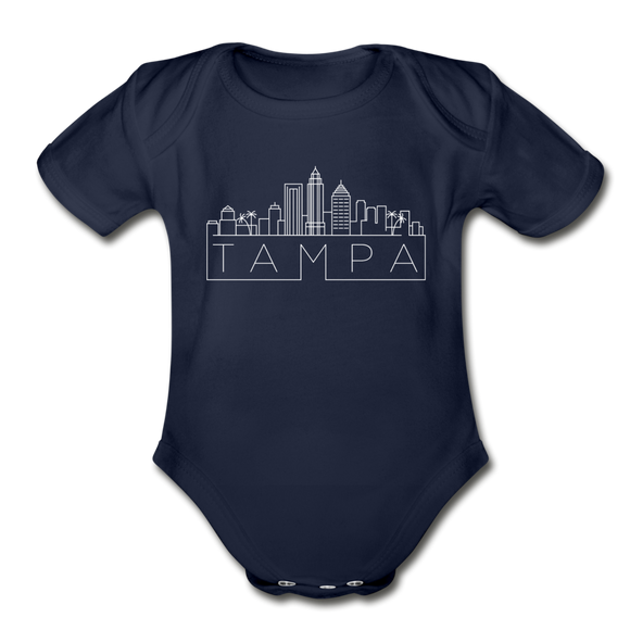 Tampa, Florida Baby Bodysuit - Organic Skyline Tampa Baby Bodysuit - dark navy