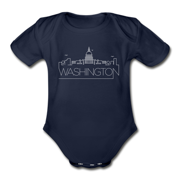 Washington DC Baby Bodysuit - Organic Skyline Washington DC Baby Bodysuit - dark navy