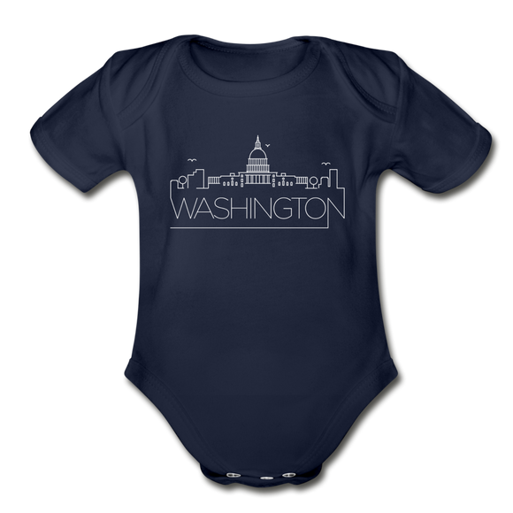 Washington DC Baby Bodysuit - Organic Skyline Washington DC Baby Bodysuit - dark navy