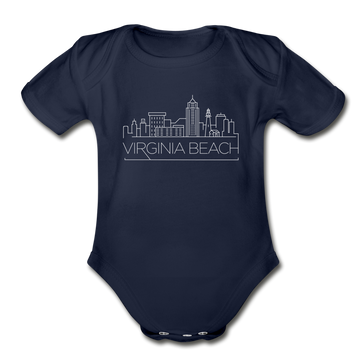 Virginia Beach, Virginia Baby Bodysuit - Organic Skyline Virginia Beach Baby Bodysuit - dark navy