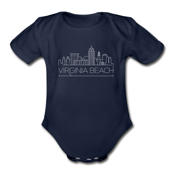 Virginia Beach, Virginia Baby Bodysuit - Organic Skyline Virginia Beach Baby Bodysuit - dark navy