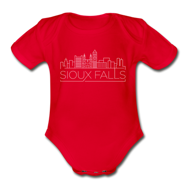 Sioux Falls, South Dakota Baby Bodysuit - Organic Skyline Sioux Falls Baby Bodysuit - red