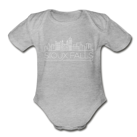 Sioux Falls, South Dakota Baby Bodysuit - Organic Skyline Sioux Falls Baby Bodysuit - heather gray
