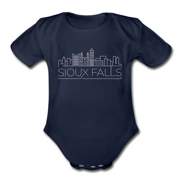 Sioux Falls, South Dakota Baby Bodysuit - Organic Skyline Sioux Falls Baby Bodysuit - dark navy