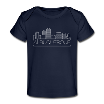 Albuquerque, New Mexico Baby T-Shirt - Organic Skyline Albuquerque Infant T-Shirt - dark navy