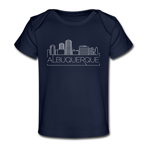 Albuquerque, New Mexico Baby T-Shirt - Organic Skyline Albuquerque Infant T-Shirt - dark navy