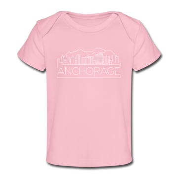Anchorage, Alaska Baby T-Shirt - Organic Skyline Anchorage Infant T-Shirt - light pink