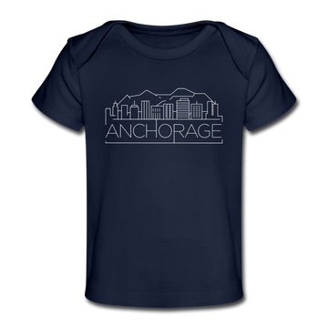 Anchorage, Alaska Baby T-Shirt - Organic Skyline Anchorage Infant T-Shirt - dark navy