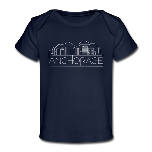 Anchorage, Alaska Baby T-Shirt - Organic Skyline Anchorage Infant T-Shirt - dark navy