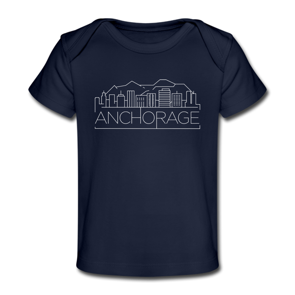 Anchorage, Alaska Baby T-Shirt - Organic Skyline Anchorage Infant T-Shirt - dark navy