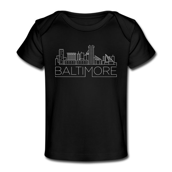 Baltimore, Maryland Baby T-Shirt - Organic Skyline Baltimore Infant T-Shirt - black