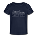 Baltimore, Maryland Baby T-Shirt - Organic Skyline Baltimore Infant T-Shirt - dark navy