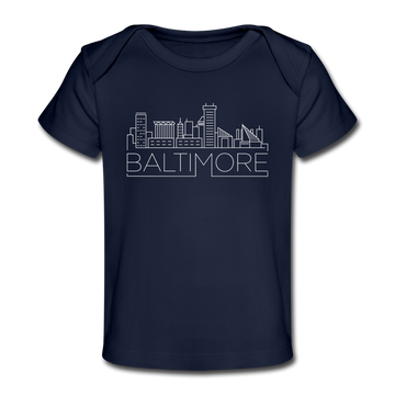 Baltimore, Maryland Baby T-Shirt - Organic Skyline Baltimore Infant T-Shirt - dark navy