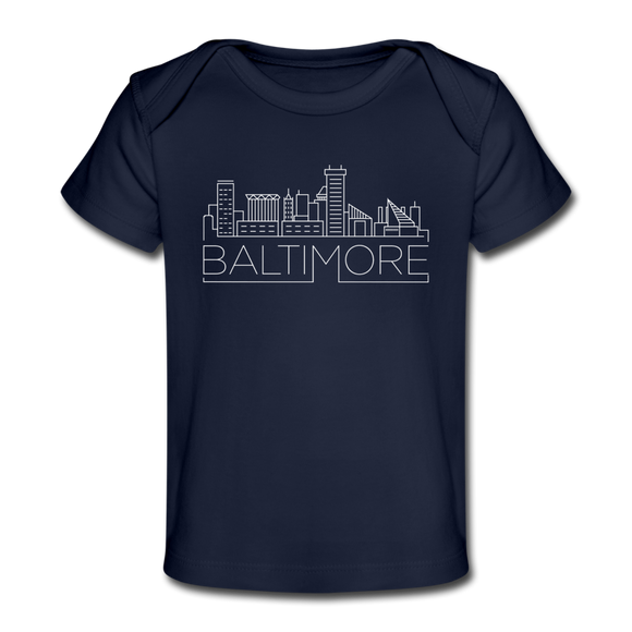 Baltimore, Maryland Baby T-Shirt - Organic Skyline Baltimore Infant T-Shirt - dark navy