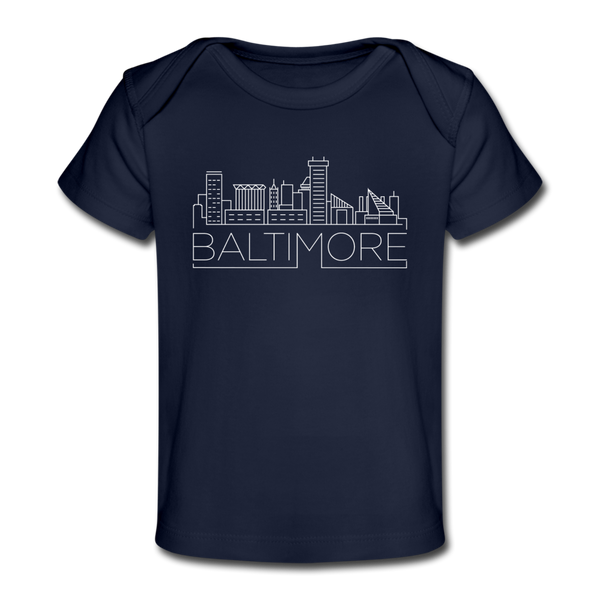 Baltimore, Maryland Baby T-Shirt - Organic Skyline Baltimore Infant T-Shirt - dark navy