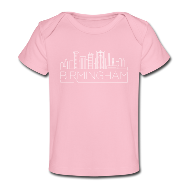 Birmingham, Alabama Baby T-Shirt - Organic Skyline Birmingham Infant T-Shirt - light pink