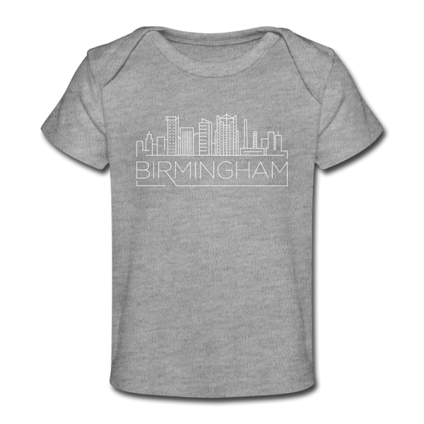Birmingham, Alabama Baby T-Shirt - Organic Skyline Birmingham Infant T-Shirt - heather gray