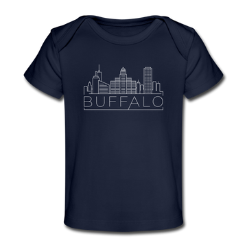 Buffalo, New York Baby T-Shirt - Organic Skyline Buffalo Infant T-Shirt - dark navy