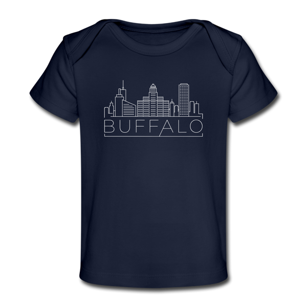 Buffalo, New York Baby T-Shirt - Organic Skyline Buffalo Infant T-Shirt - dark navy