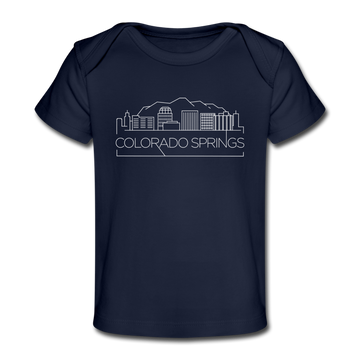 Colorado Springs, Colorado Baby T-Shirt - Organic Skyline Colorado Springs Infant T-Shirt - dark navy