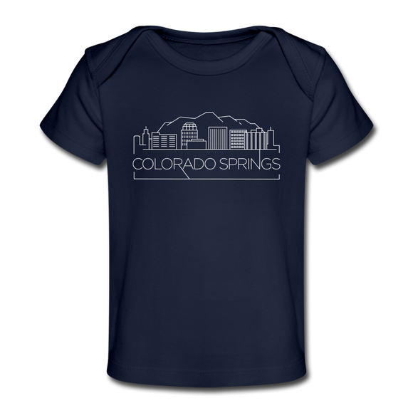 Colorado Springs, Colorado Baby T-Shirt - Organic Skyline Colorado Springs Infant T-Shirt - dark navy