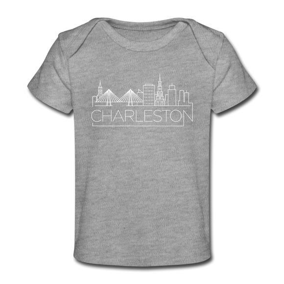 Charleston, South Carolina Baby T-Shirt - Organic Skyline Charleston Infant T-Shirt - heather gray